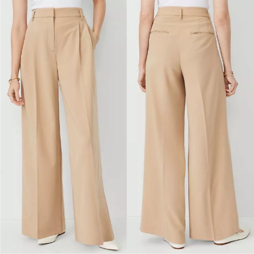NWT ANN TAYLOR The Pleated Wide-Leg Pant Baguette Tan - Bundle and save!